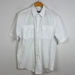 Vintage Tilley Shirt Mens XL White Short Sleeve Collared Pockets Made in Canada